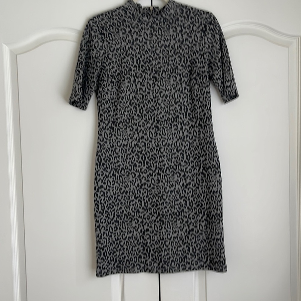 Tribal Femme grey and black print flannel dress, size Small